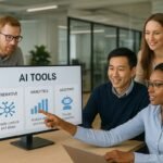 Small business workers training and collaborating with AI tools